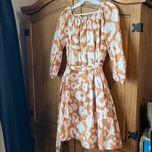 Tan and White Patterned Dress